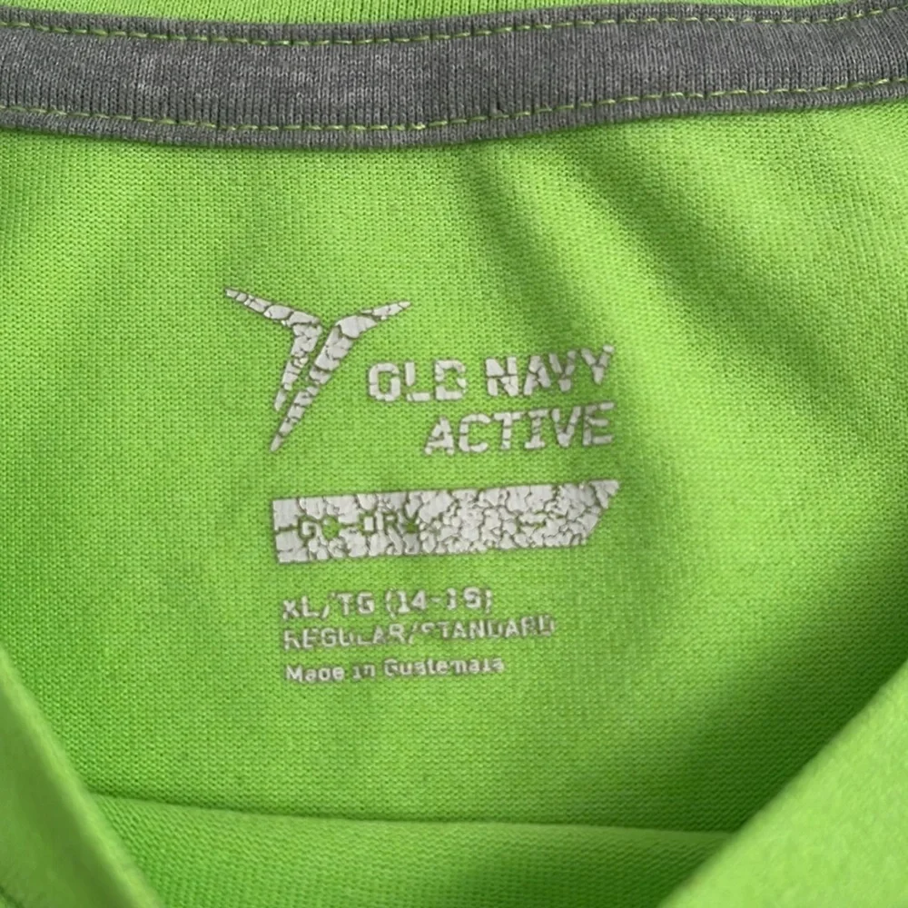 Old Navy neon green blue gradient logo performance short sleeve t-shirt